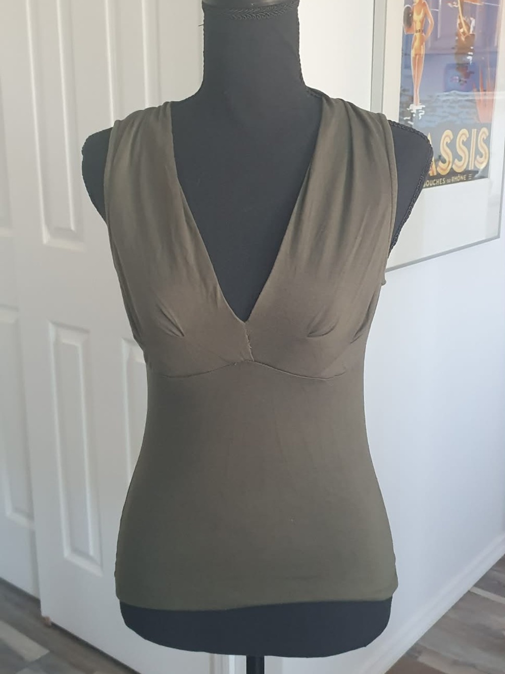 Mango Basics-Women's Olive Green Sleeveless Tank Top